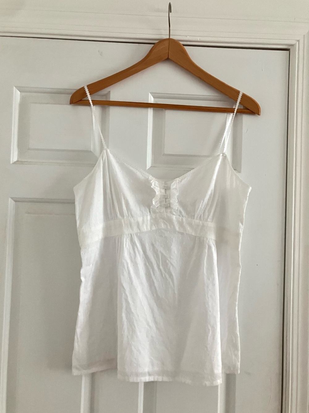 Ann Taylor Loft White Dot Y2K Whimsical Fairy Cotton Babydoll top- Size 10
